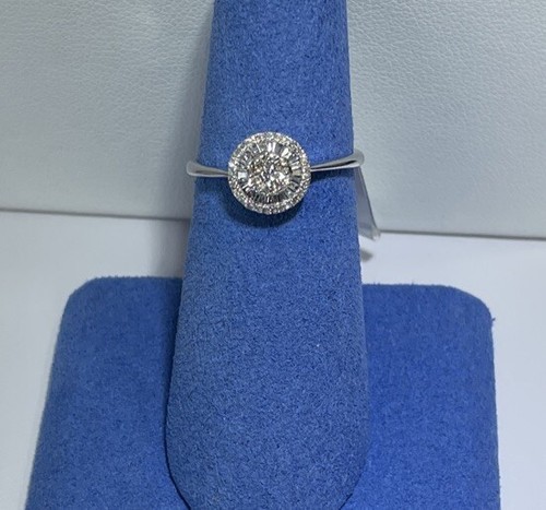 18k White Gold & Round .23 Carat Diamond Cluster Ring - Picture 6 of 18