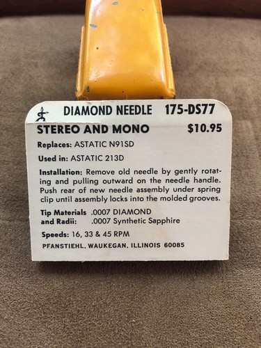 Vintage NOS Pfanstiehl Turntable Needle Part # 175-DS77 - Picture 1 of 3