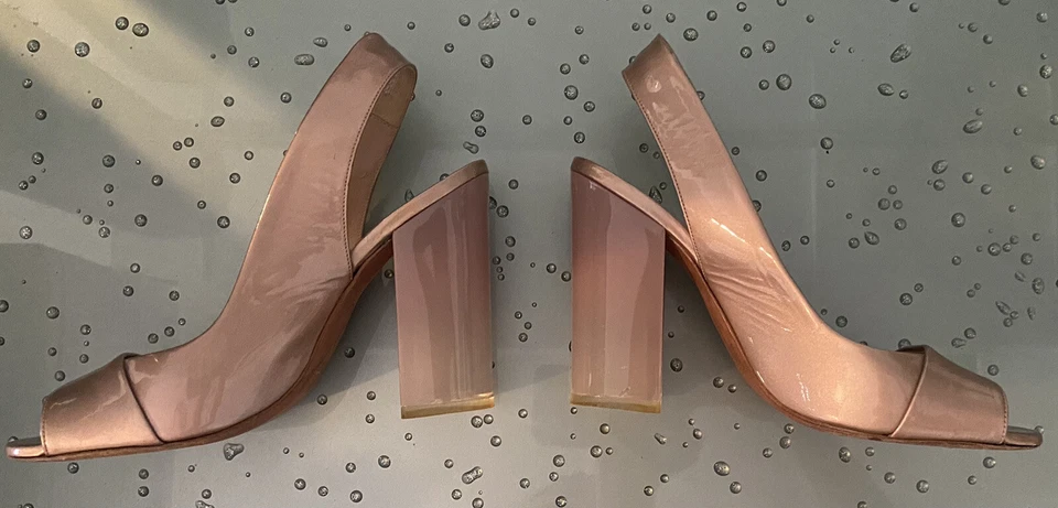 Zapatos Baldan Punta Abierta Rubor Rosa Charol Cordones Bloque Talla 37 Foto 4 de 4