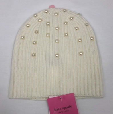 Kate Spade Pearl Beanie Hat Kate Spade Hat & Gloves Set Ocean Fog Pearl... | Depop main image 3