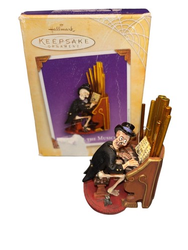 Hallmark Ornament Old Ned Il Musicista 2004 Halloween Scheletro Suonare Pianoforte - Foto 2 di 6