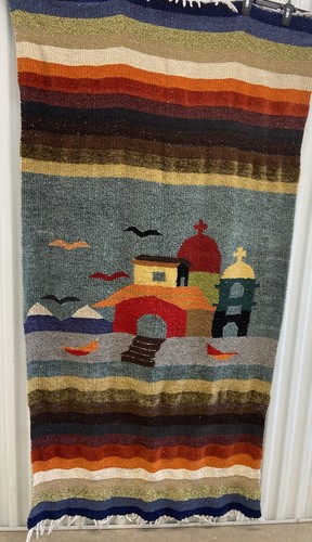 Vintage Handmade Colorful Woven Wall Tapestry/blanket BIG! Boho, Bohemian Art - Picture 8 of 12