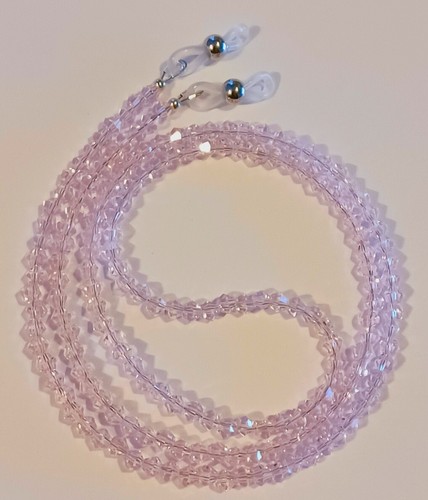CLEAR PINK CRYSTAL EYEGLASS CHAIN 27" Beaded Strap Reading Lanyard Glasses