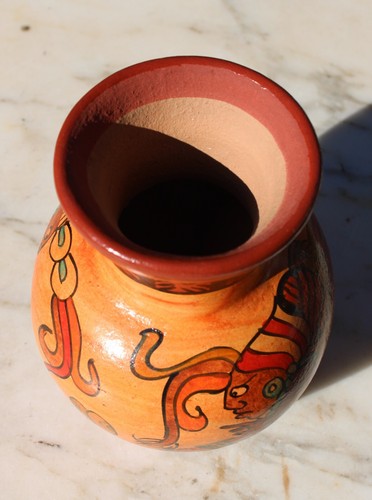 Vintage Azteken Design Terrakotta Belize Keramik Vase - Bild 5 von 15