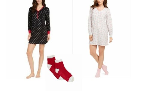 Charter Club Women Soft Cozy Fleece Sleepshirt and Sock Set M, 2XL - Afbeelding 1 van 5