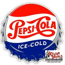 (PC-210) 6" PEPSI CAP ICE COLD SODA DECAL POP VENDING MACHINE COOLER 