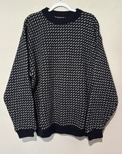 VTG LL Bean Norwegian Birds Eye Sweater Wool Navy Fisherman Grandpa XL Tall