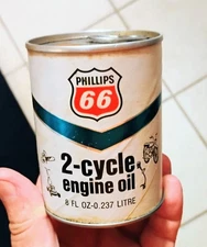 PHILLIPS 66 MOTOR OIL "2-Cycle" 8 oz CAN....FULL!