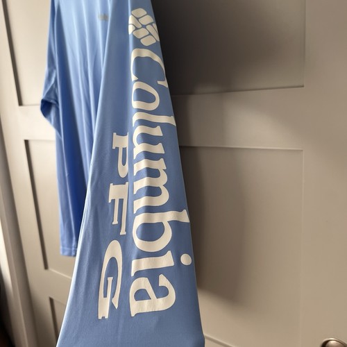 Columbia PFG Hoodie Men XL Light Blue Fishing Omni-Shade Long Sleeve Outdoor GUC - Picture 5 of 16