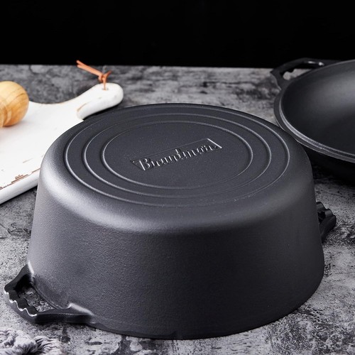 Pre-Seasoned Cast Iron Double Dutch Oven with Skillet Lid - 7 Quart All-in-On... - Picture 6 of 9