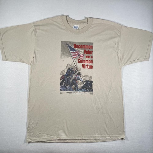 Vintage 9/11 Shirt Mens XL Tan FDNY Iwo Jima Ground Zero Memorial 2000s Y2K - Picture 1 of 13