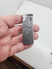 RARE Vtg GALA Lighter Ornate Scroll Work Silver Tone Butane