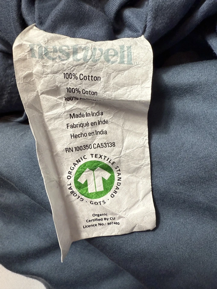 Nestwell 450TC Queen Sized Duvet Cover Blue 100% Cotton OEKO-Tex Bedding - Image 3 of 4