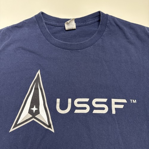 United States US Space Force Military Herren T-Shirt Large Kurzarm Blau