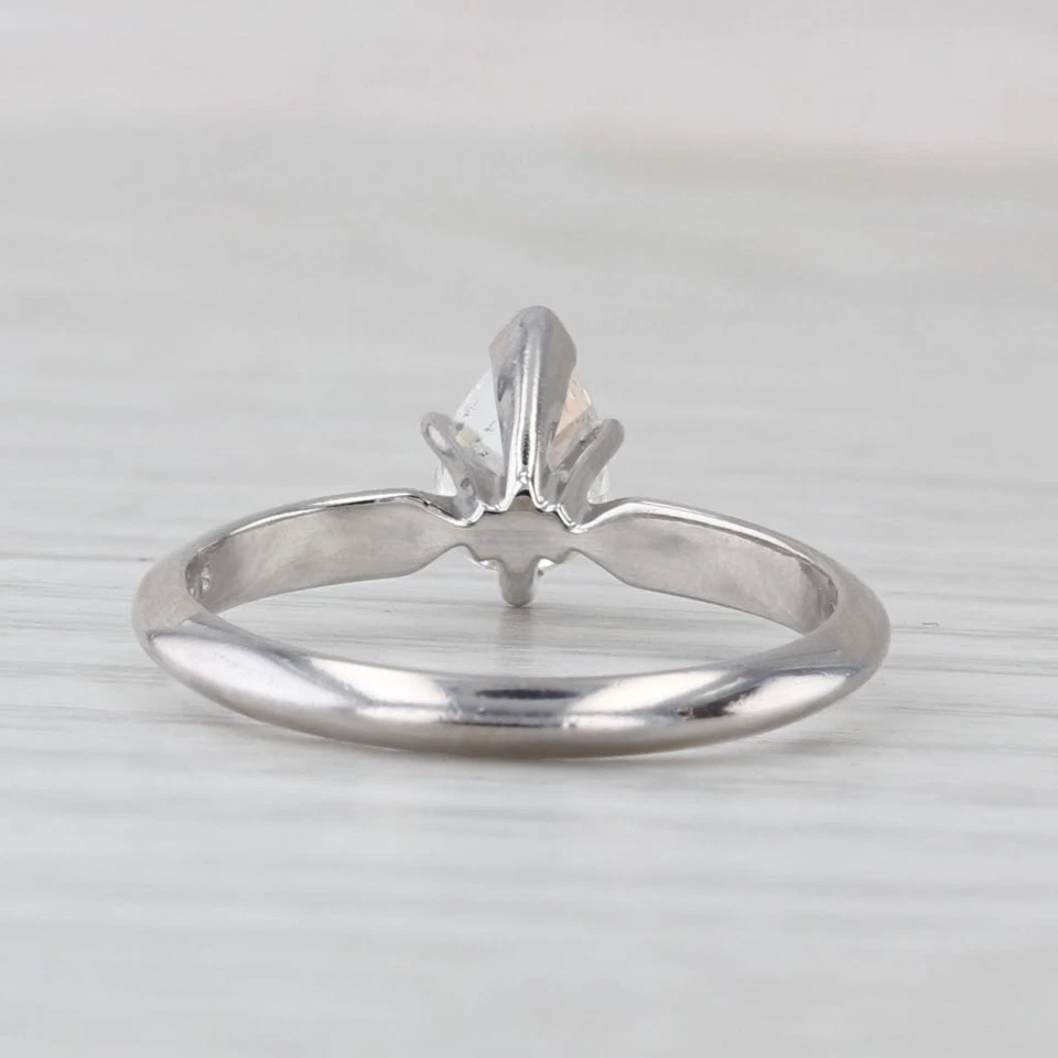 Anillo de compromiso solitario de diamantes pera de 0,50 quilates de oro blanco de 14 k talla 6 GIA Foto 4 de 4