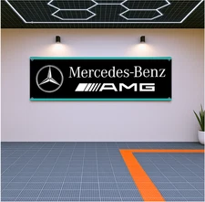 Mercedes-Benz AMG Flag Banner 71x24" – Garage or Outdoor Wall Decor