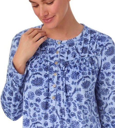 Aria Women's Long Sleeve Stretch Velour 44" Sleepwear Gown, Size L or XL, New - Picture 7 of 11