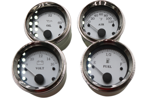 NEW OEM 2001-2013 HARLEY-DAVIDSON TOURING VOLT FUEL OIL AIR GAUGES SILVER FACE - Picture 2 of 6