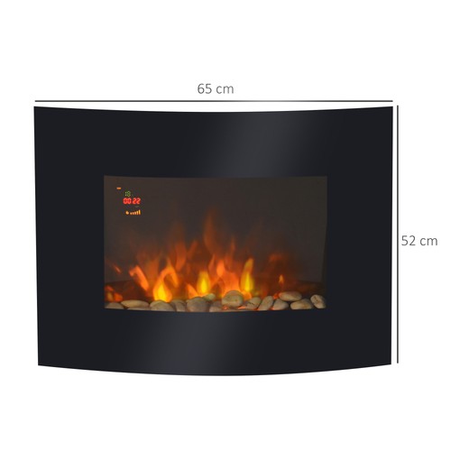 HOMCOM Led Curved Glass Electric Wall Mounted Fire Place Fireplace Heater - Picture 3 of 11