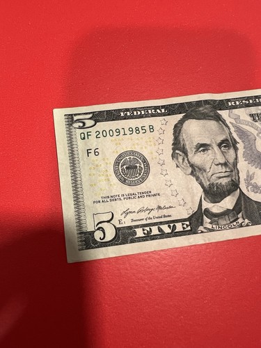 Fancy Serial Number $5 2021 QF 20091985 B 2 Birthday Year 2009 1985 - Picture 3 of 8