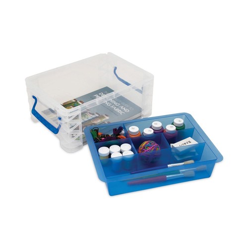 Advantus 37371 6 Sections Super Stacker Divided Storage Box - Clear/Blue New - Bild 6 von 6