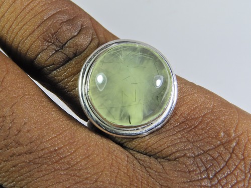 Natural Prehnite 925 Solid Sterling Silver Ring Size US-7.5 g971 - Picture 3 of 10