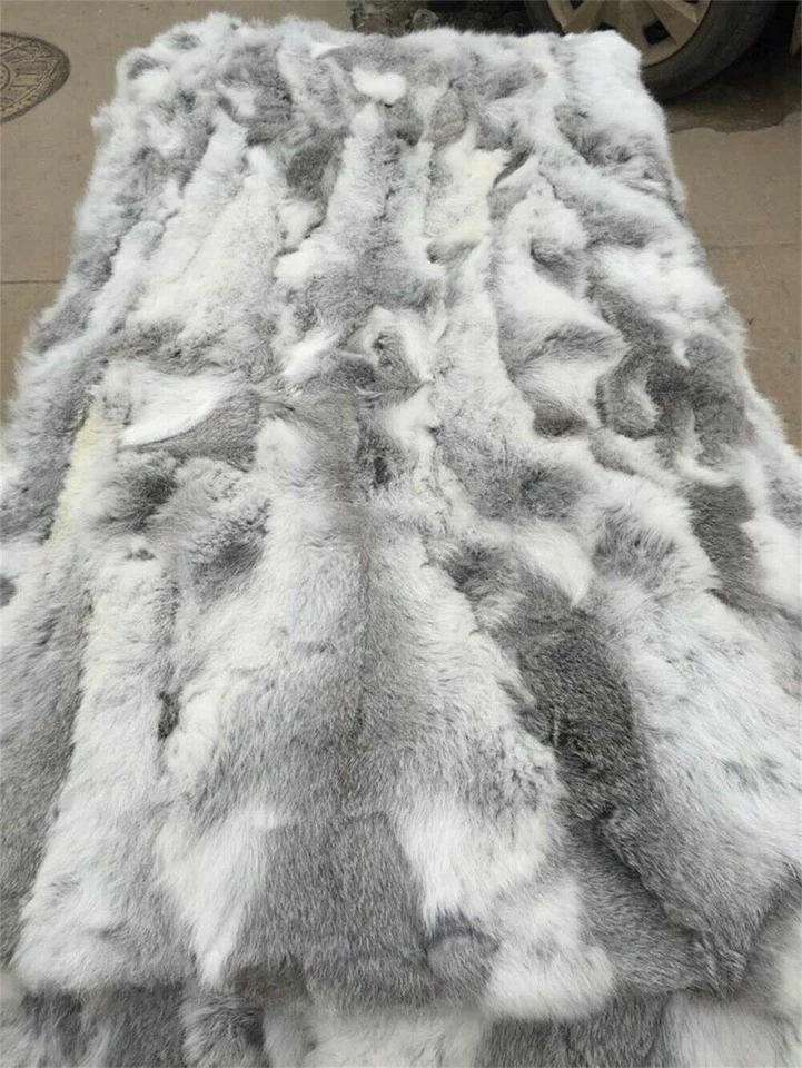Real Fur Throw Natural Rabbit Fur Blanket High Quality Tanned Leather 1.8x3.6ft - Image 4 of 4