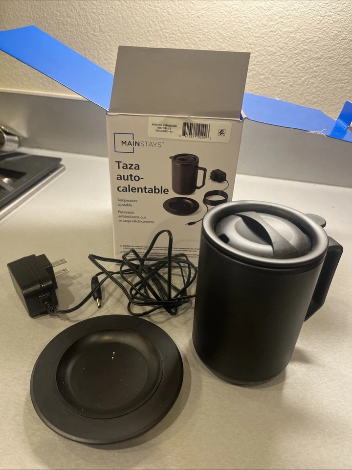 Taza de café de calentamiento, 12 oz. Taza de café de acero inoxidable con taza calentador posavasos abierto Foto 2 de 2