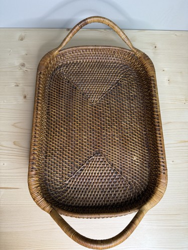 Pampered Chef Woven Selections Rectangle Wicker Serve Basket Casserole Handles - Picture 5 of 7