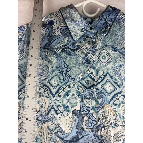 Chico's Paisley Print Button Down Langarm Seidenmischung Shirt Oberteil Damen - Bild 7 von 10