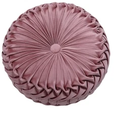 Round Velvet Pillow, Sofa Bed Bedroom Decorative Throw Pillow (38cm, Dark Pink)