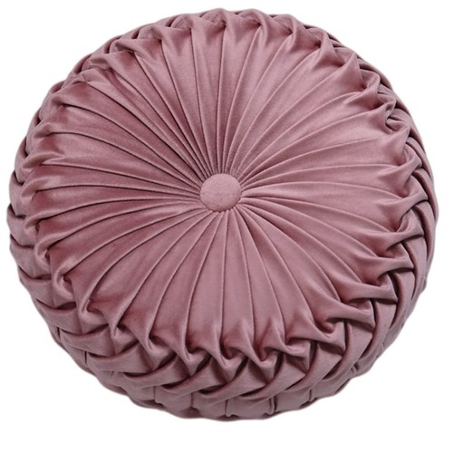 Almohada Redonda de Terciopelo, Almohada Decorativa para Sofá Cama Dormitorio (38 cm, Rosa Oscuro) - Imagen 1 de 6