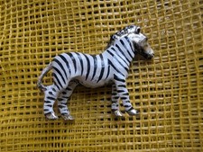 Vintage Painted Silver Colored Metal Zebra Figurine
