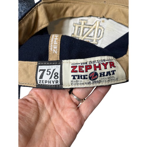 Notre Dame Fighting Irish Zephyr Hat 7 5/8 Navy Wool VTG Fitted Cap - Picture 4 of 7