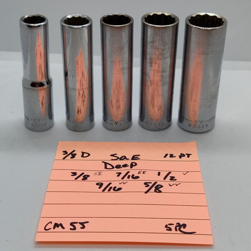 CRAFTSMAN SAE 5tlg. 3/8" Antrieb 12pt TIEF STECKSCHLÜSSELSATZ 3/8-5/8" USA -EE-VV - Bild 1 von 9