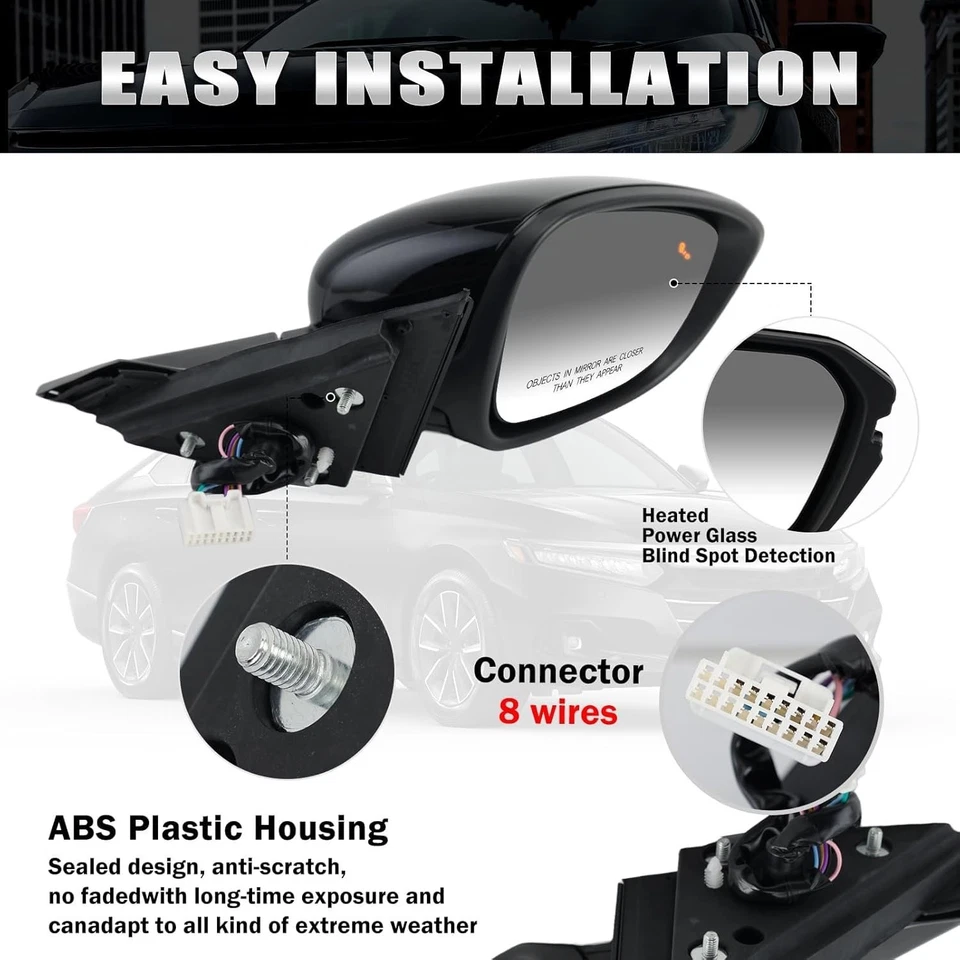 右乘客侧镜兼容本田雅阁 2018 - 2022 带转弯标志 — 第 3/4 张图片