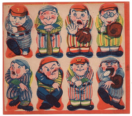 Años 40 JDM Unc. Hoja de béisbol troquelada MENKO (8) ~ jugadores PRO japoneses genéricos - Imagen 1 de 3