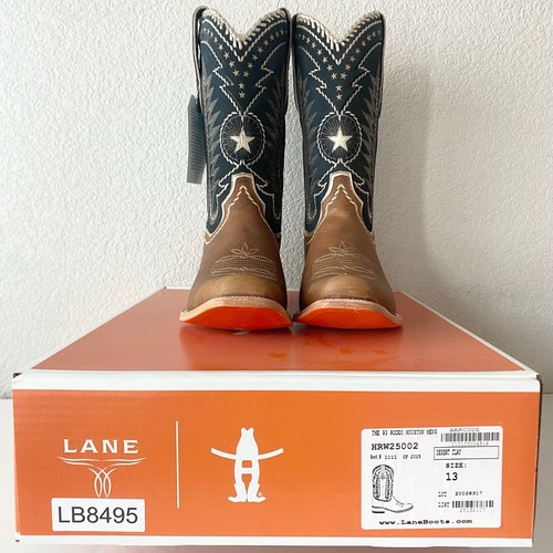 Lane Rodeo Houston Herren Cowboystiefel Größe 13B Braun Leder Western Stumpfe Spitze - Bild 10 von 11