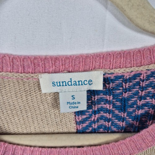 Suéter Sundance Mujer S Rosa Tejido Pullover Manga Larga Top Retazos - Imagen 5 de 7
