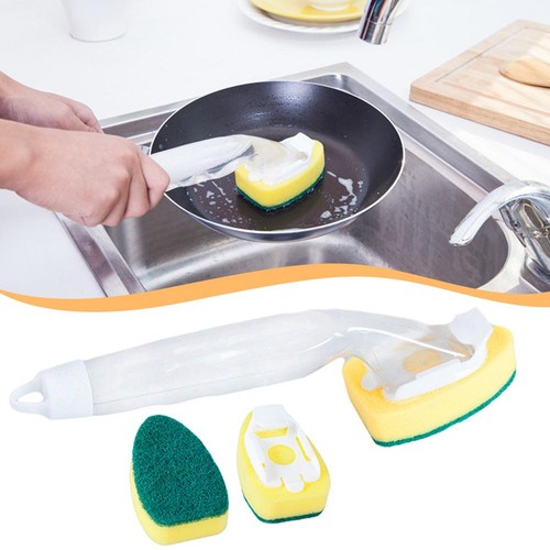 Esponja para lavavajillas con dispensador de líquido mango largo D3P7 W1B7 esponja J4C6 E0U0