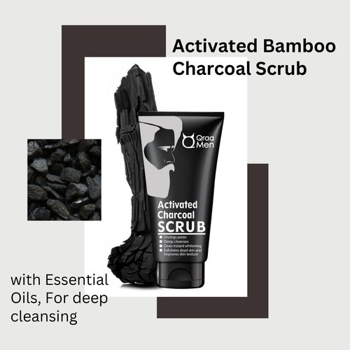 Qraa Men Activated Charcoal Scrub For All Skin Types 100g - Picture 2 of 8
