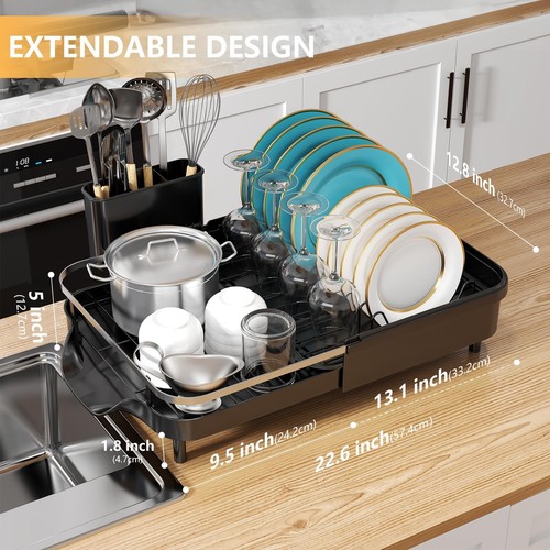 Expandable Dish Drying Rack,Dish Rack for Kitchen Counter-Dish Drainer with E... - Picture 2 of 6