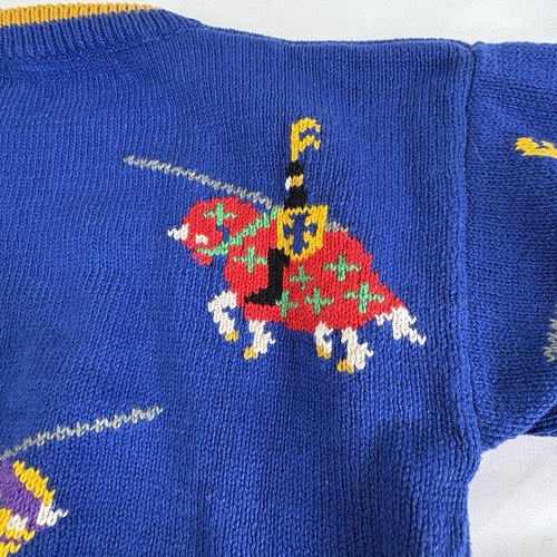 Vintage Christine Foley Boys Blue Jousting Knights Sweater Size 7/8 King Arthur - Picture 6 of 11