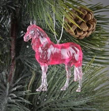 Christmas Clearware Horse Ornament ~ Breyer Stablemate Sized 1:32~ No Name
