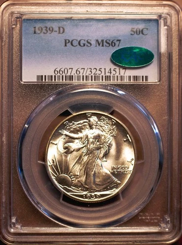 1939-D 50c Walking Liberty Half Dollar PCGS MS67 **CAC**