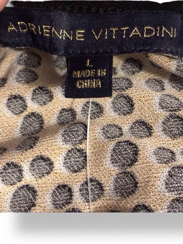 NWT Adrienne Vittadini Women’s Size L Yellow Polka Dot Blouse with Black Sleeves - Picture 7 of 8