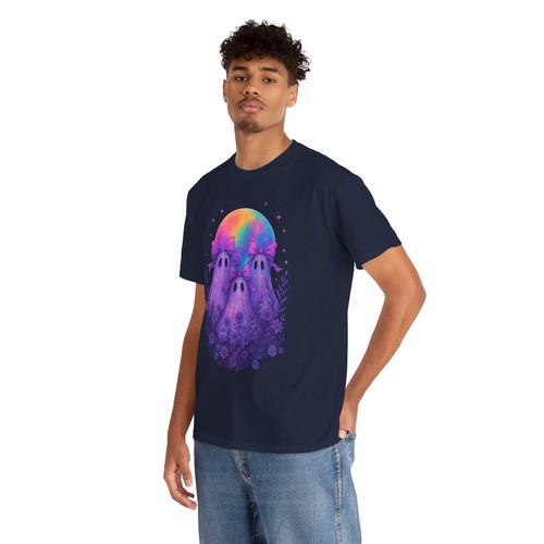 Neon Halloween Tee, Coquette Ghost & Colorful Moon T-shirt, Spooky Season Shirt - Picture 25 of 26