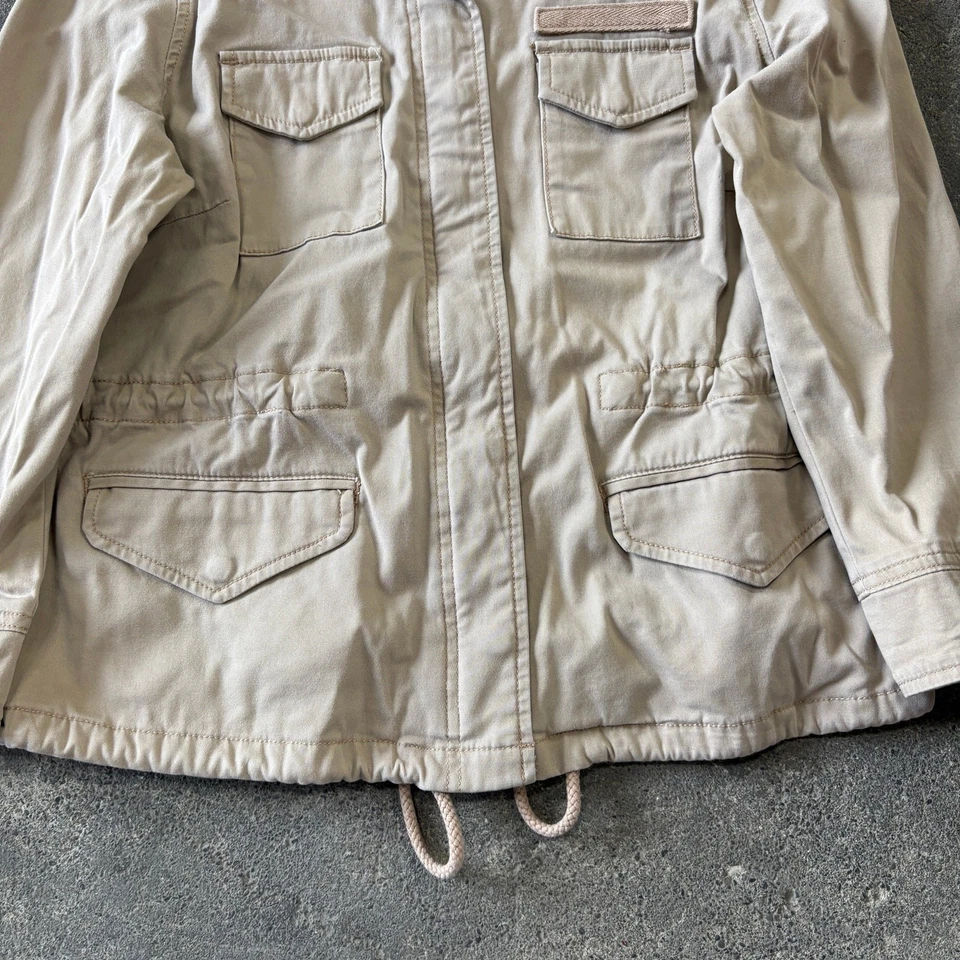 Chaqueta Izod Mujer S Beige Cremallera Completa Cuello Simulado Manga 3/4 Bolsillos Informal Foto 3 de 4