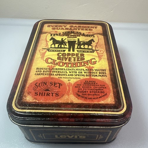 "Caja de lata/metal coleccionable Levi's Strauss & Co. 5x4"""