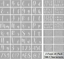 Letter Stencils for Painting on Wood - 46 Pack Large Alphabet Stencil Templates